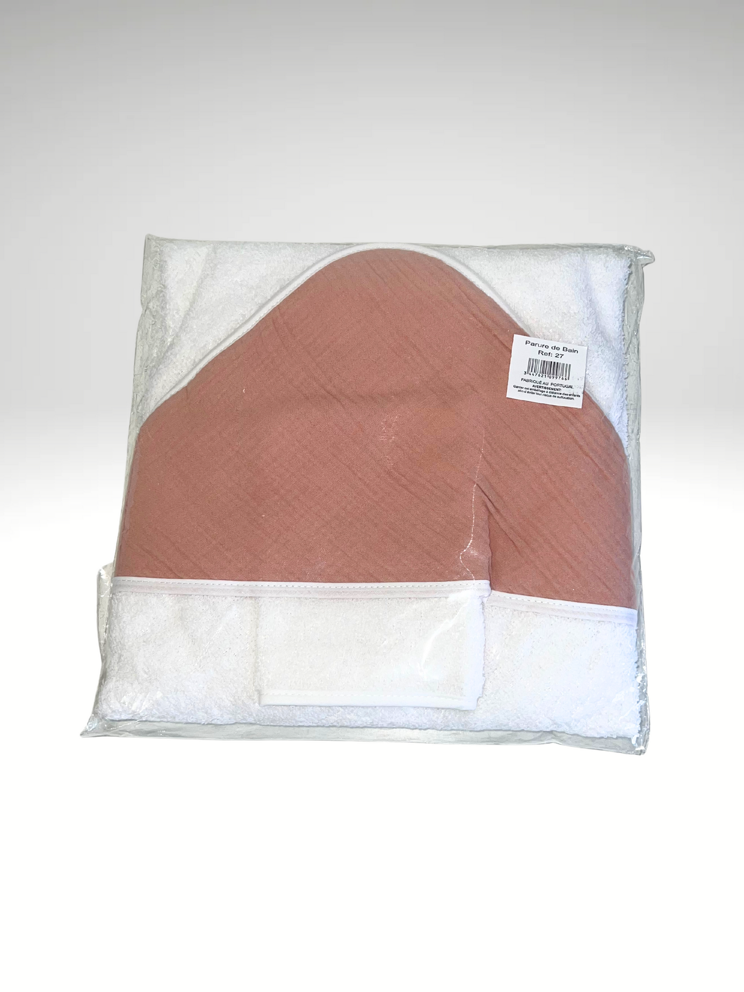 Cape de bain + gant en gaze de coton