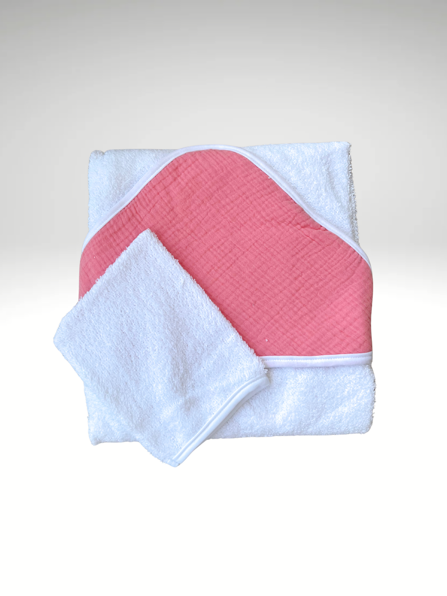 Cape de bain + gant en gaze de coton