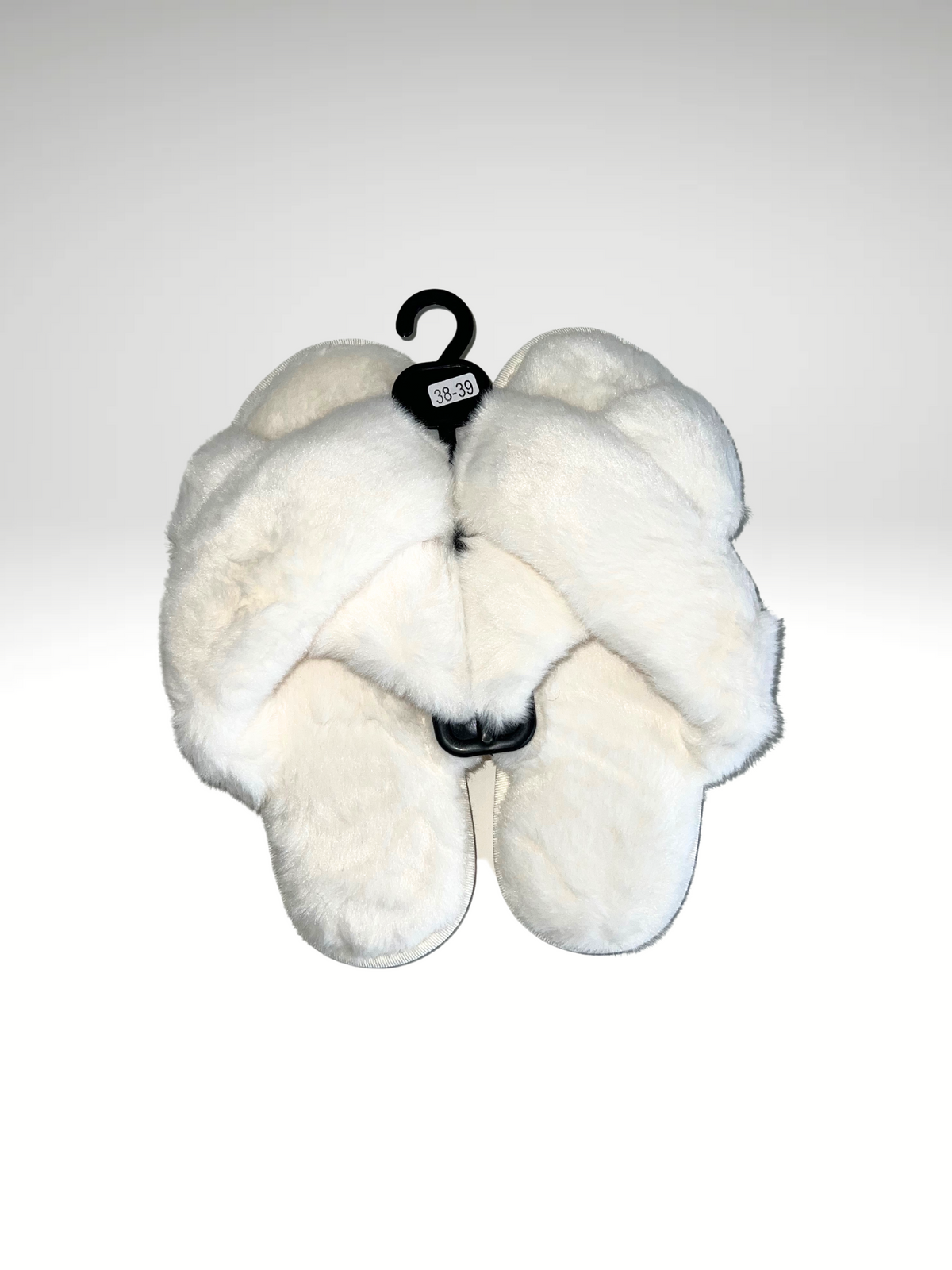 CHAUSSONS FLUFFY CROISE BLANC CASSE