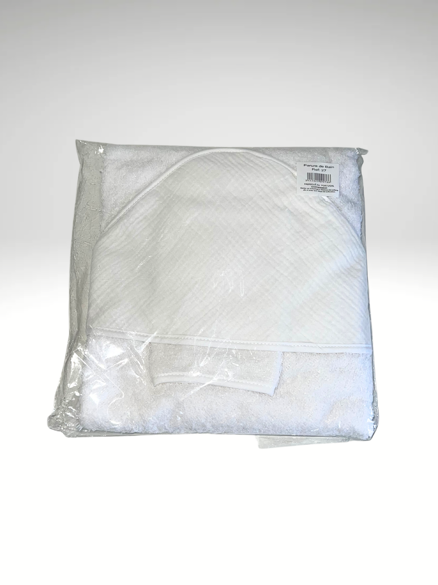 Cape de bain + gant en gaze de coton