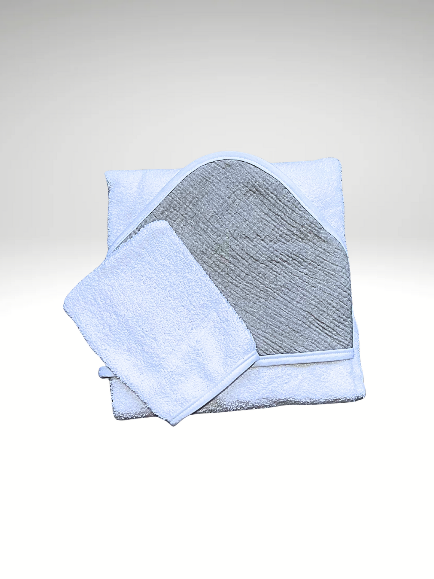 Cape de bain + gant en gaze de coton