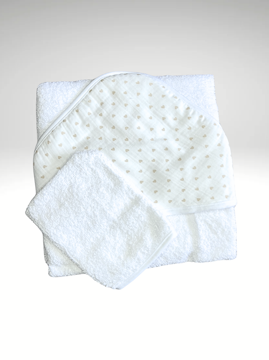 CAPE DE BAIN + GANT COEURS