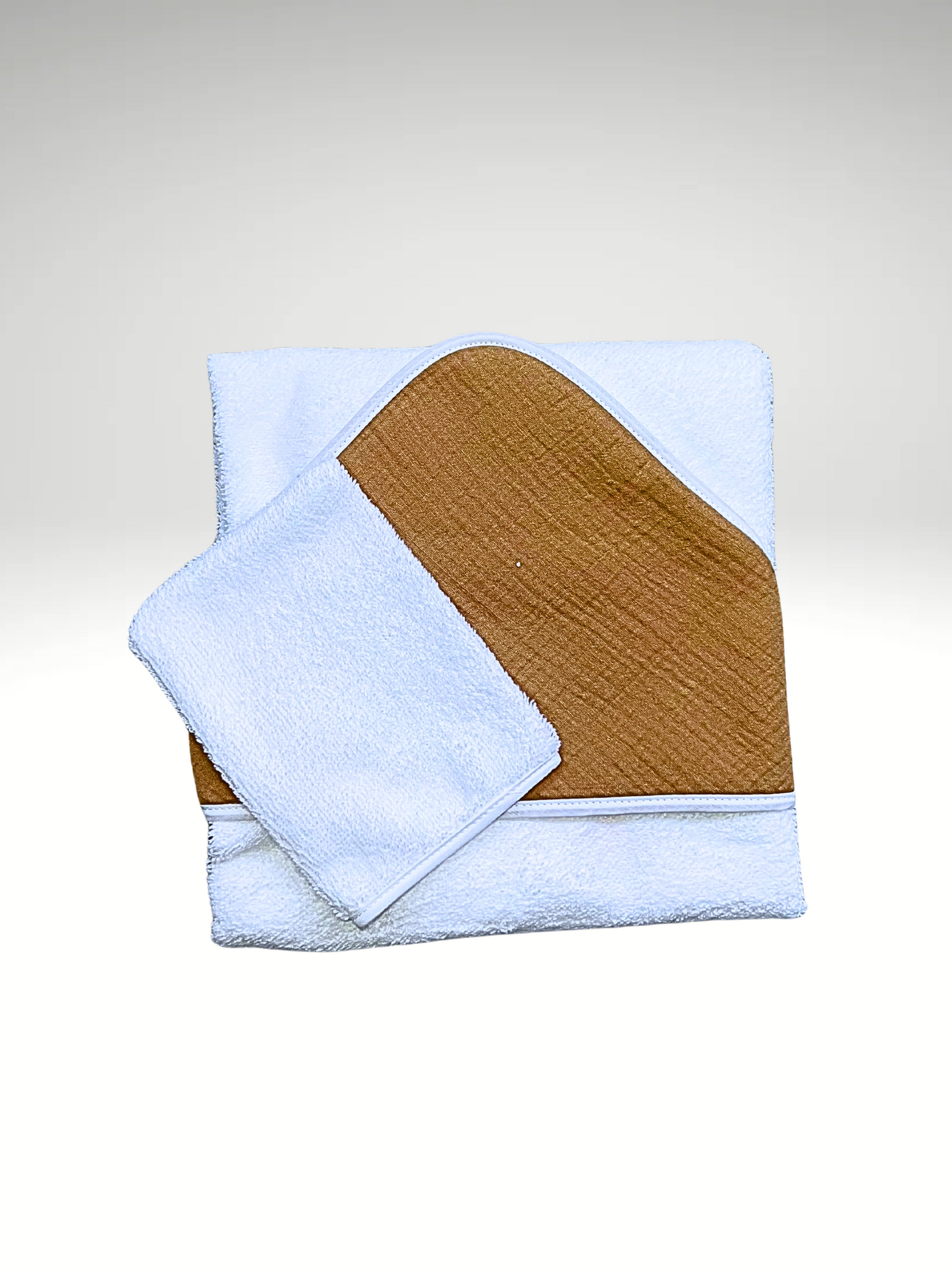 Cape de bain + gant en gaze de coton