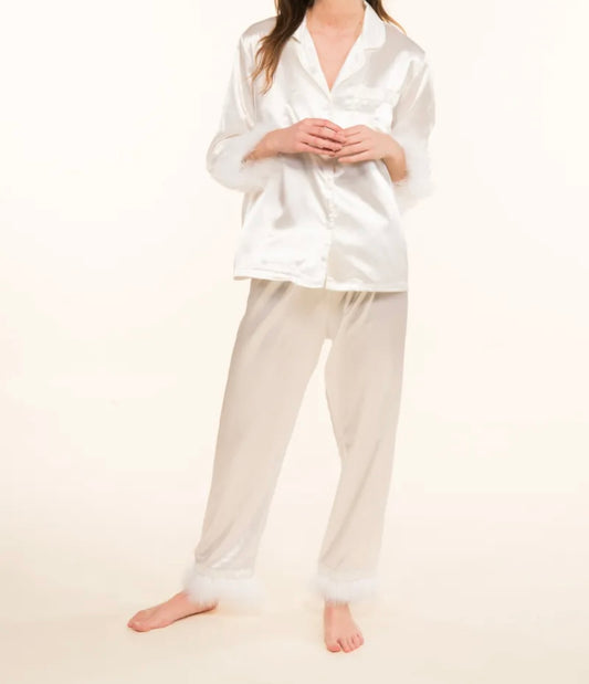 2 PIECES CHEMISE ET PANTALON A PLUMES 163